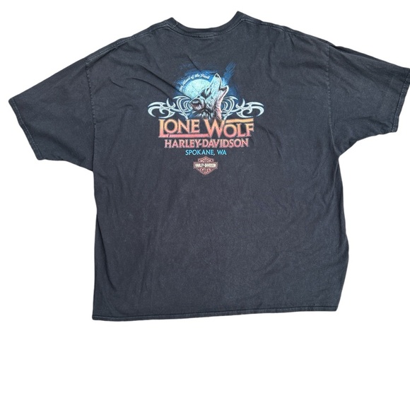 Harley-Davidson Lone Wolf Spokane Washington Short Sleeve Stay Ahead Of The Pack - Picture 4 of 5
